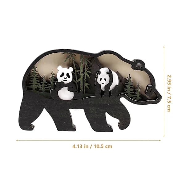 Handgjord Panda Träprydnad för Heminredning