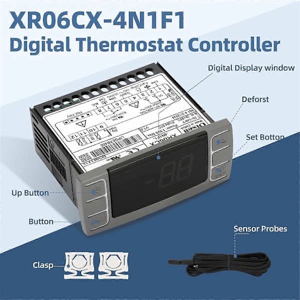 XR06CX-4N1F1 Temperaturregulatorer, Programmerbar Digital Termostat med Sensorprobe