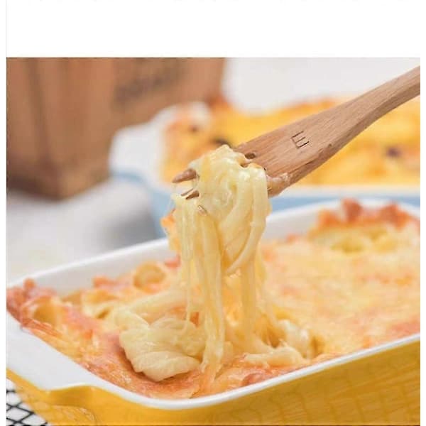 Gul rektangulær keramisk form med håndtak - Individuell lasagneform