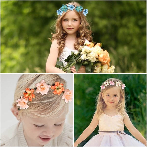 5 st Blomsterhuvudbonader - Huvudband för kvinnor - Flerfärgad blomsterhårkrans - Hårtillbehör för bröllopsfestfestival