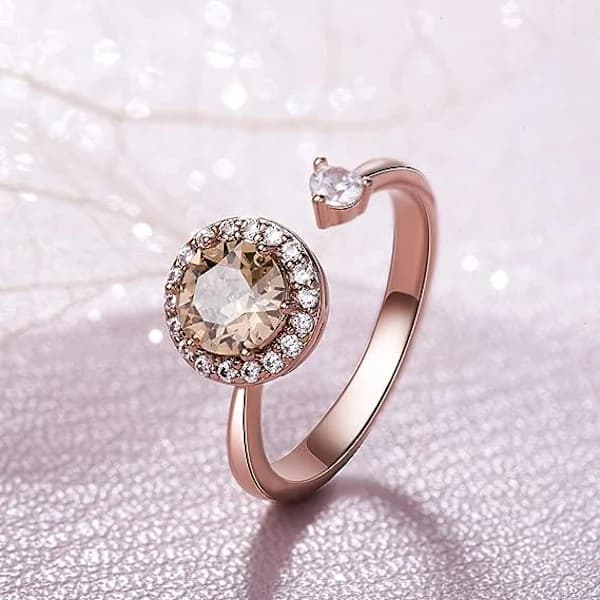 Ring Fødselsdagssten Ringe Ring Kvinder Tommer Ringe til Kvinder Sterling Sølv Rosaguld