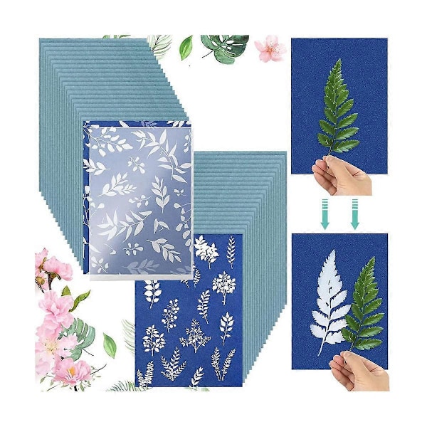 CASA 40 st Soltryckspapper Kit med Akrylpanel A5 Soltryck Konstpapper Känslighet Naturtryck