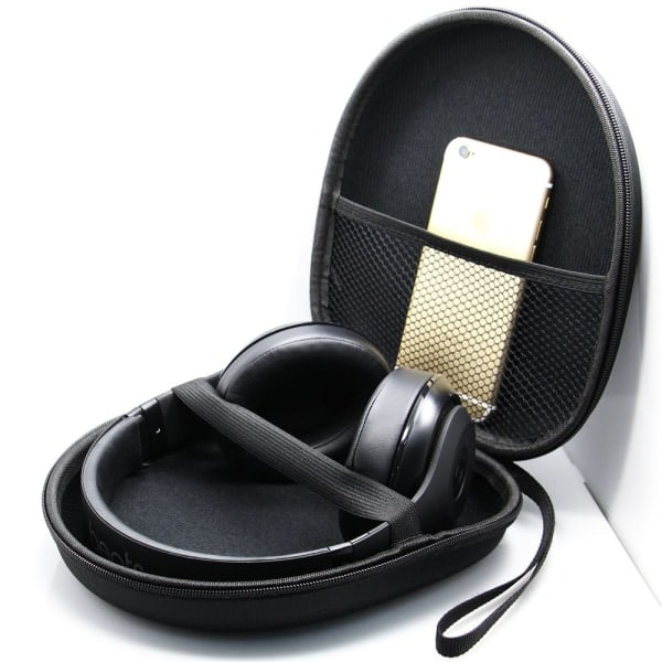 Hörlursväska för on-ear/over-ear headset, fodral, 21 x 18,5 x 6 cm, svart