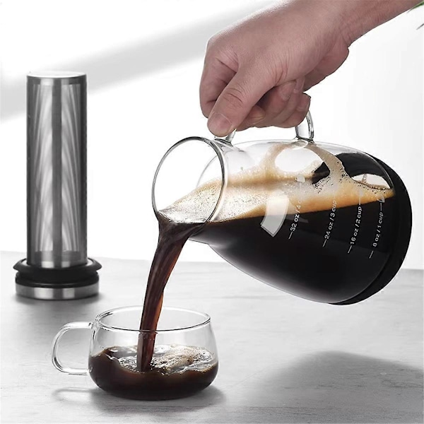 CASA 960ml Dobbeltanvendelig Koldbrygget Kaffe & Te Maker, Espresso Isdryp Glas Kande med Filter, Glas Kande til Hjemmebrug