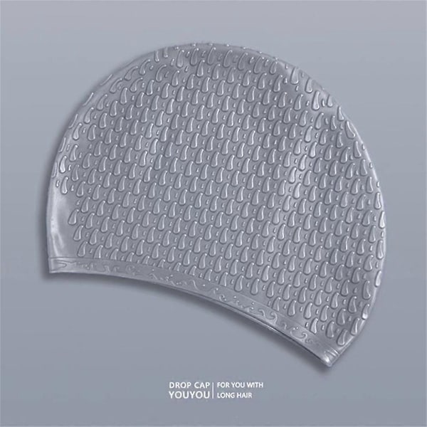 CASA Sports Vandtæt Svømmebadehætte Fleksibel Silikone Gel Øre Bade Svømmehætte Silver Grey