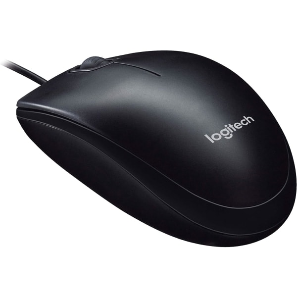 Logitech M90 USB-mus med sladd, 1000 DPI optisk avläsning, ambidextriös design, kompatibel med PC, Mac, bärbar dator, svart (ca)