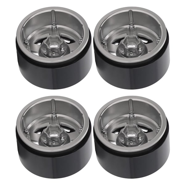 4 st RC Bil Hjulnav 2.2in 12mm Hex Drive Aluminiumlegering 36mm Tjocklek Metall Hjulnav för 1/10 Crawler Bil Silver
