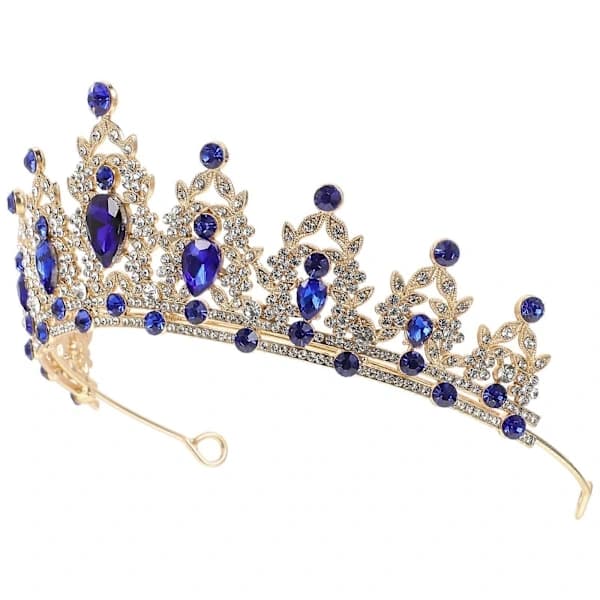 Kroneformet Tiara til Piger Elegant Dekorativt Tilbehør 1 Styk Blå 17X14CM