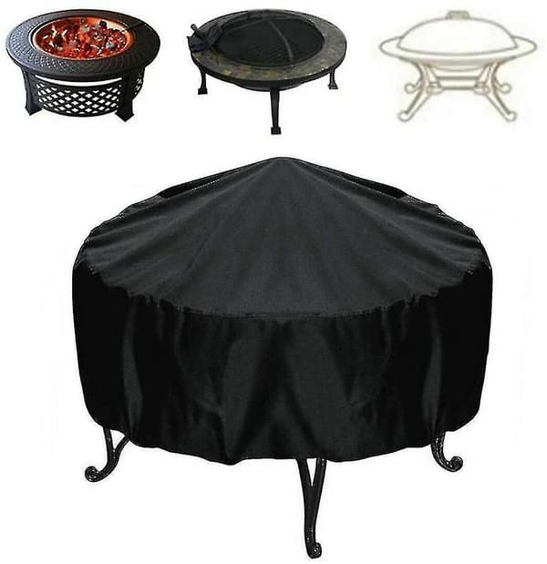 Rund grillovertræk Vandafvisende UV-beskyttende polyester til udendørs havekuglegrill Sort 122 x 45 cm 122*45cm