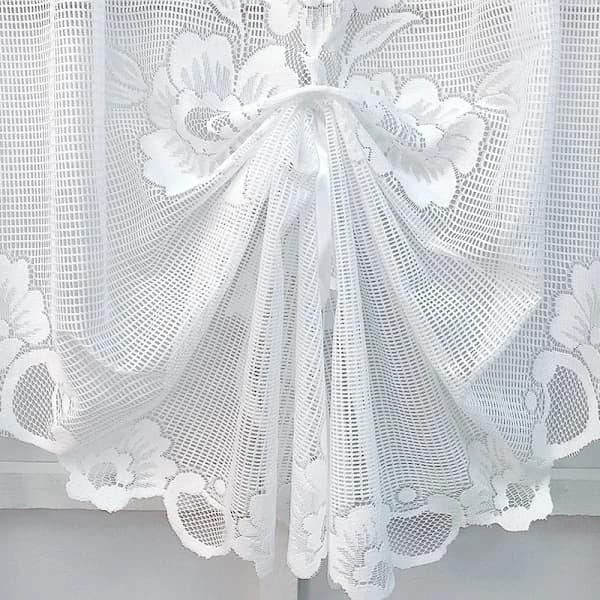 Tulle Curtain Valance, Short, Transparent, Adjustable, for Kitchen (White)