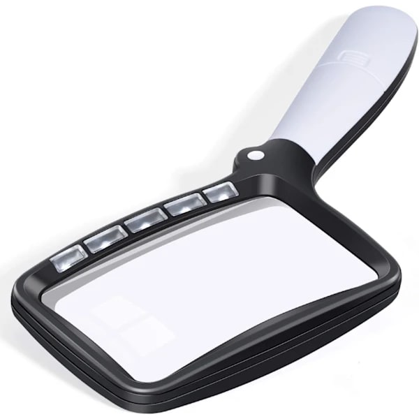 Rectangular Reading Magnifier with 5 LED Lights, 2 Brightness Levels