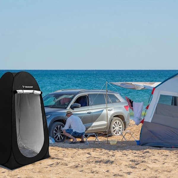 Pop-up tält Omklädningsrum - Stående - Camping Black Svart