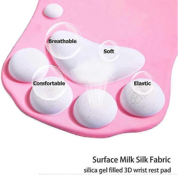 Musematte med håndleddsstøtte. Ergonomisk musematte. Kawaii katt-musematte. Silikon