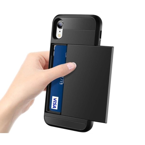 iPhone XR - Mobilcover med Skjult Kortlomme / Kortholder Sort h