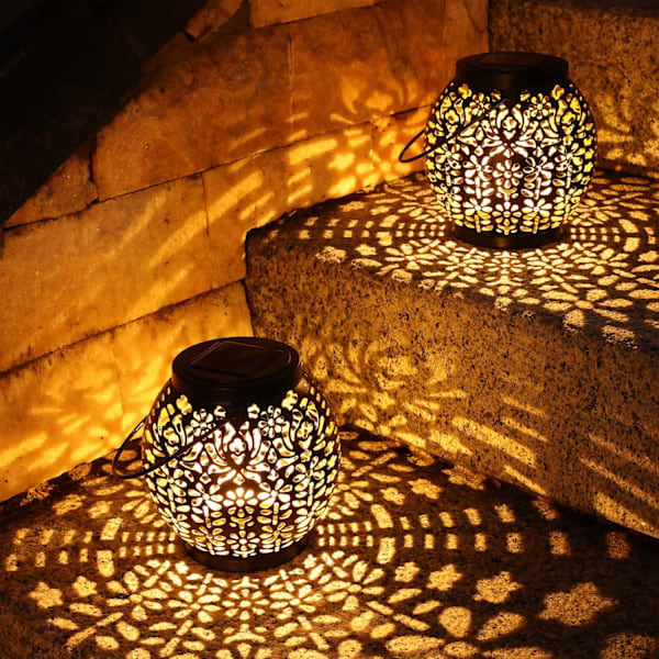2-pack Solcellsdrivna Hängande Trädgårdslampor - IP65 Vattentäta Varmvita LED
