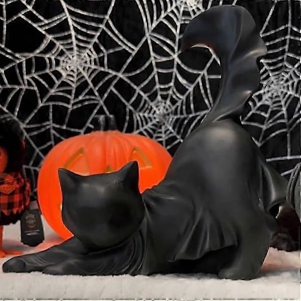 Sød Sort Spøgelseskat Ornament Halloween Dekoration