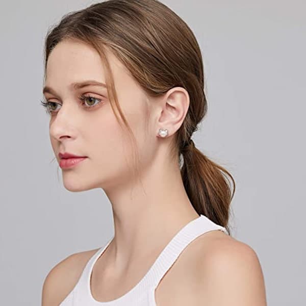 Cat Örhängen, 925 Sterling Silver Katt Stud Örhängen Simulerade