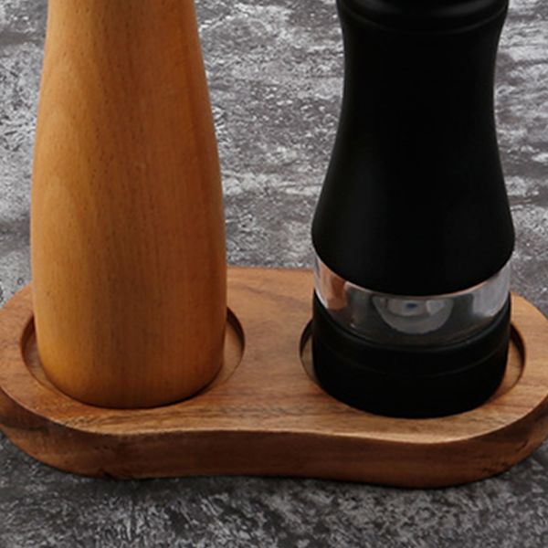 Salt- og pepperkvernbrett, trebrett, salt- og pepperkvern