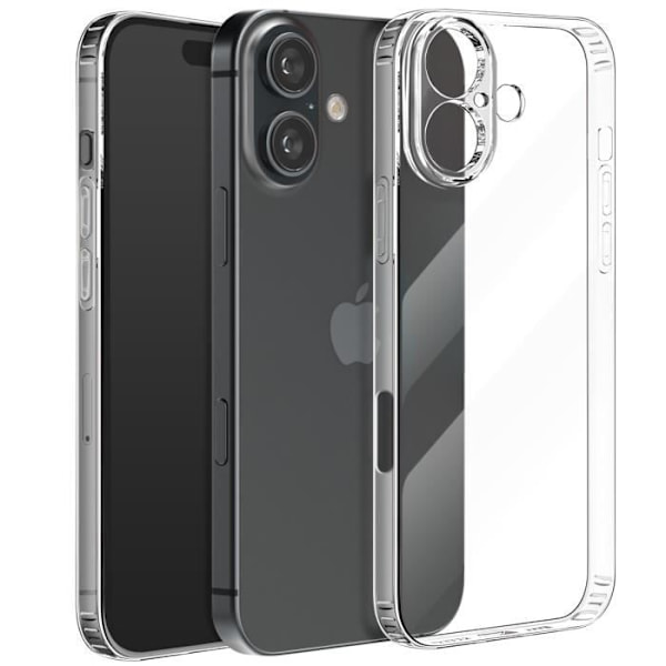 Etui for iPhone 16 Tykkelse 1,5 mm Kamerabeskyttelse Transparent Black