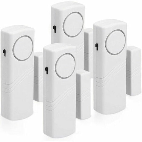 Dør- og vinduesalarm - 4 stk. trådløs anti-indbrudsalarm - Hjemmesikkerhed mod indbrud - Magnetisk funktion - 100 dB.ca