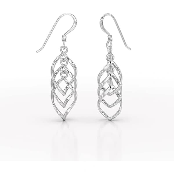 Heather Needham Sterling Sølv Triple Twisted Hængeøreringe til Kvinder - Elegante 39x10mm Sølv Dråbeøreringe