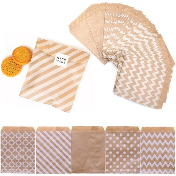 125 Small Paper Bags, Food Bags, Candy Bags, Kraft Paper Bags, Brown Gift Bags, Perfect for Christmas, Halloween, Weddings, Birthdays and More