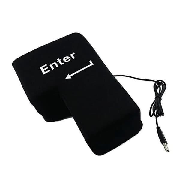 Stor Enter-knap USB Computer Skrivebordspude Kreativ Ventil Enter-tast Håndpude (Sort)