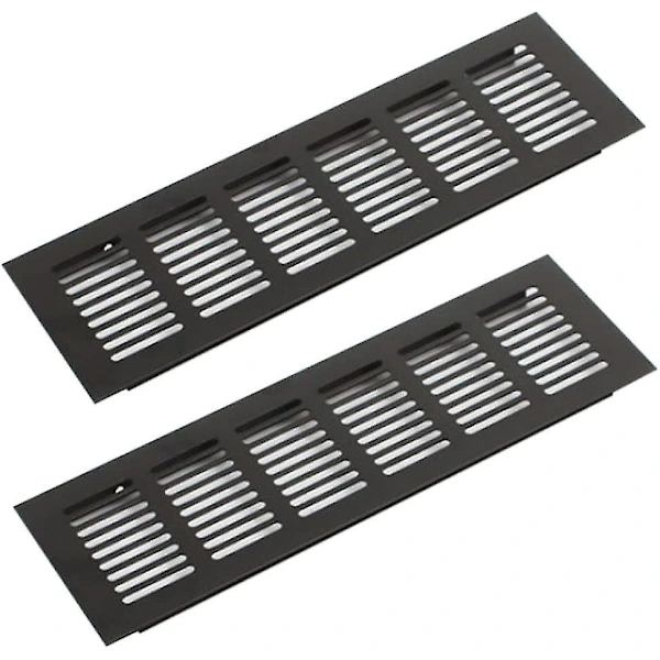 Sæt med 2 ventilationsgitre, Aluminium, 250 x 80 mm, Sort