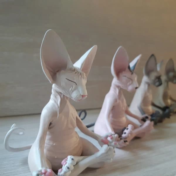 Meditationskatt, tänkande katt, hemhartsprydnad