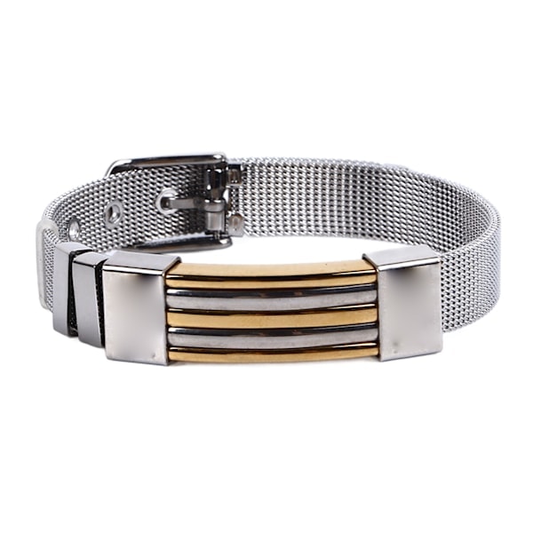 Herr Stål Mesh Spenne Armbånd Rustfritt Stål Justerbart Stripete Armbånd Mote Smykker Vertikal Stripete（CA)