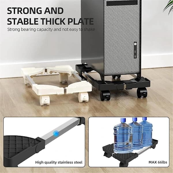 [CA]TS-Tower Stativ, justerbart mobilt CPU-stativ, CPU-holder PC Tower Stativ med rullende hjul, PC Fl