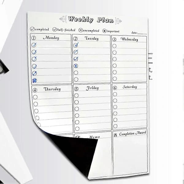 Magnetisk whiteboard Magnetisk ukeplanlegger Ukeplanlegger Kjøleskapsmagnet Magnetisk kjøleskapsplanlegger Ukeplanlegger Kjøleskap