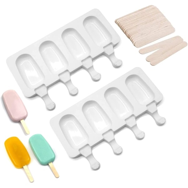 Cake Pop -silikonimuotit uuniin ja pakastimeen, helposti irrotettavat suuret jäätelömuotit 50 puutikulla DIY-silikonimuotteihin, jääkaappikestävät Multi