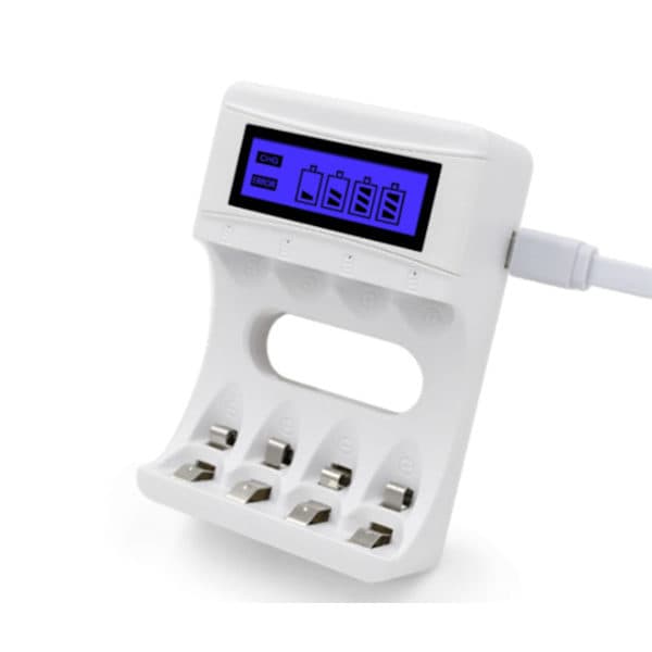 Universal LCD-oplader til genopladelige batterier