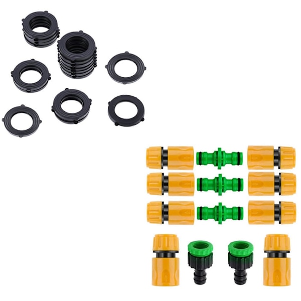 CASA 20x Gartenslange Skiver Gummi Skiver Tætninger, Selvlåsende Faner Holder Skive & 13 stk. Plastik Have H