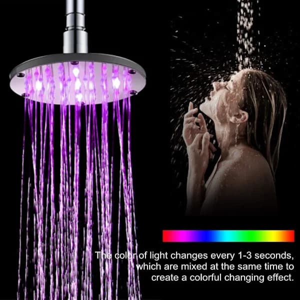 LED-brusehoved, LED-brusehoved med 7 farver, LED-regnbrusehoved, LED