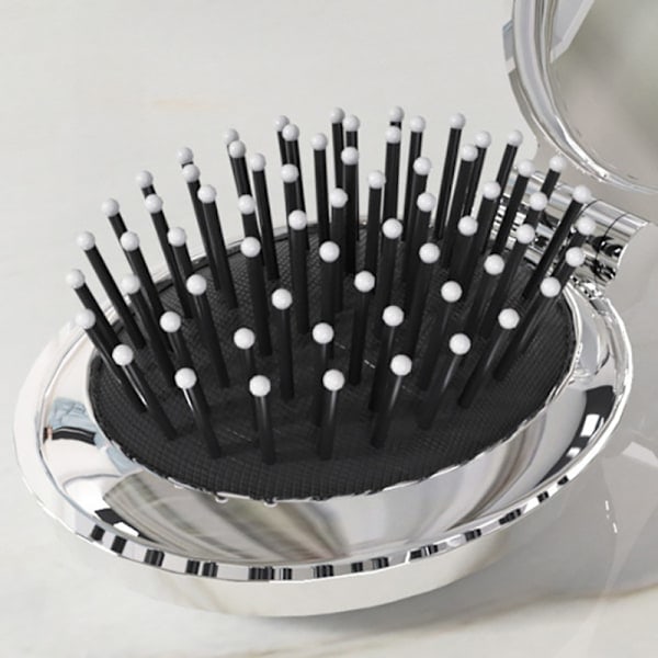 Folding Travel Hair Comb with Mirror Compact Pocket Size