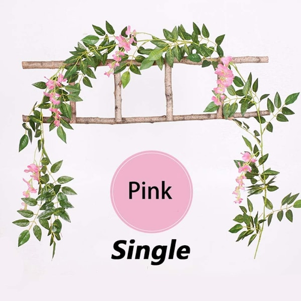 2 stk. Kunstig Wisteria Vinstokke Guirlande Planter Blomster Kunst til Ceremoni Hjem Bryllupsdekoration Pink