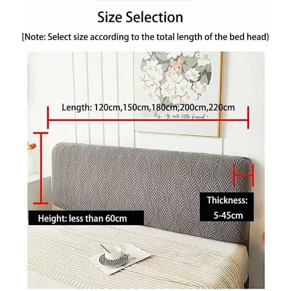 Vaskbart stretch sengegavlstrekk lysegrå 180cm king size