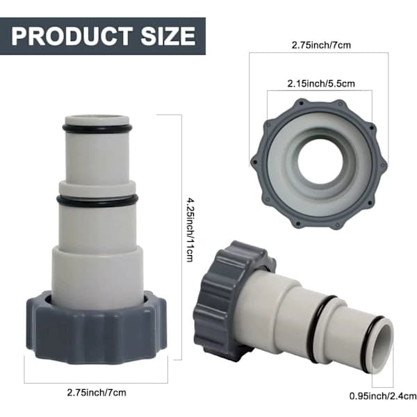 [CA] Simbasslangadapter til pool, 2 stk. Simbasslangadapter A, Intex Adapter A, med skruet indvendigt gevind, diameter 32/38 mm