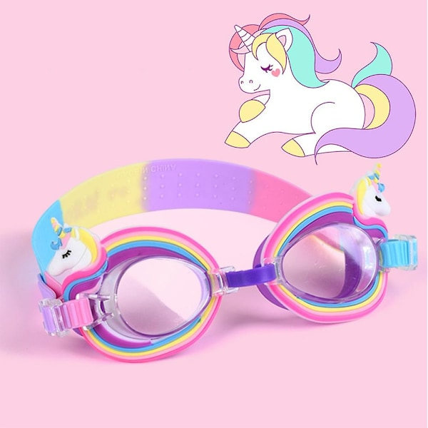 Lasten uimalasit Unicorn Anti-Fog kirkasversio uimalasit Uima-allaslasit säädettävällä hihnalla nuorille taaperoille pojille tytöille [kk]