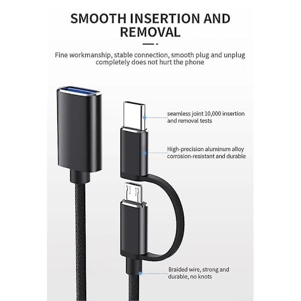 2-i-1 USB 3.0 OTG-adapterkabel Type-C - USB til USB 3.0 interfacekonverter til mobiltelefonopladning