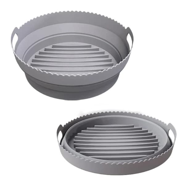 Airfryer Silikon Bakeform, Rund, Multifunksjonell, Grå Sammenleggbar