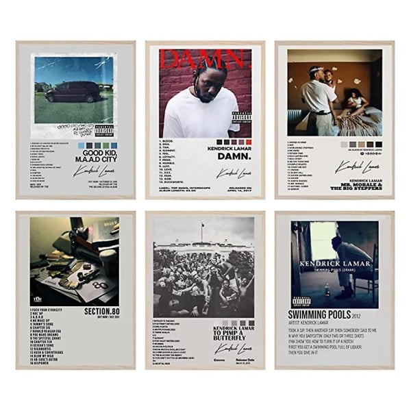 6st/ set Kendrick Lamar Poster Musik Album Rapper Poster För Rum Estetisk Väggkonst Heminredning Gåvor Oinramade