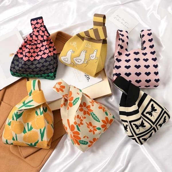 Strikket håndveske tote bag 8 8 8[ca]