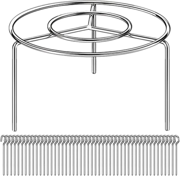 Airfryer Grillristsett, Rustfritt Stål, Stablebart Tilbehør For Matlaging Og Baking Til Familiemåltider Og Camping, 16 x 10 cm
