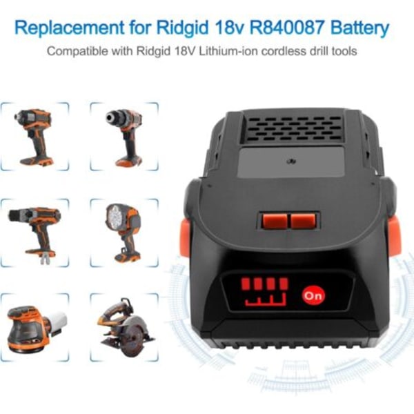 For Ridgid 18V elektroverktøy R840083 B1830R R840087 L1815R Litiumbatteri.ca