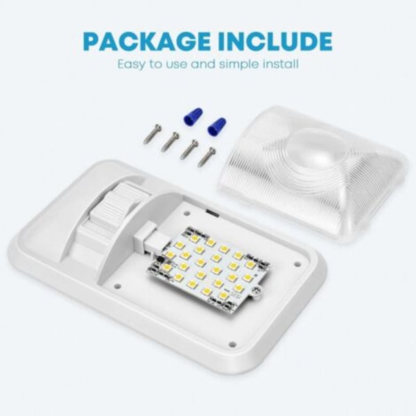 Ulisem 12 V LED taklampe RV 280 lm, taklampe innvendig belysning for tilhenger, campingvogn med bryter (2-pakning) 1.ca
