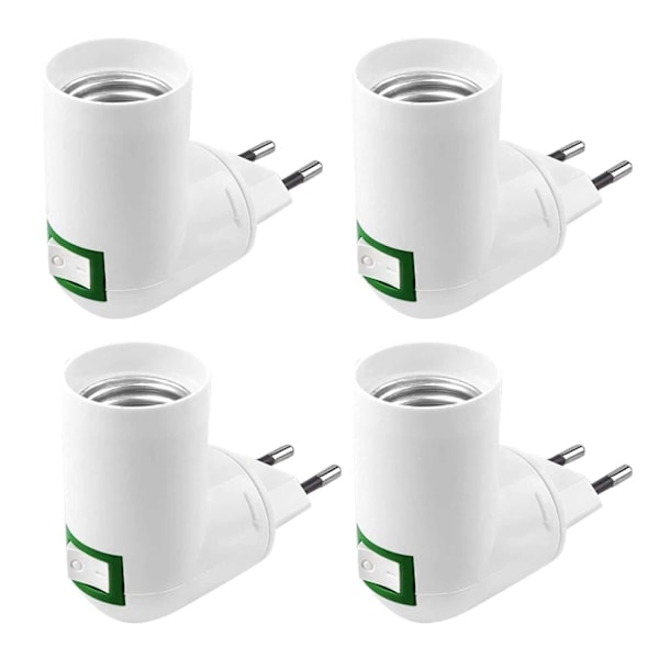 Stycken E27 med Strömbrytare Lamphållare AC 220V Elektrisk Sockel för Vägg Kök Lampa Adapter LED Glödlampa Hållare (Vit)