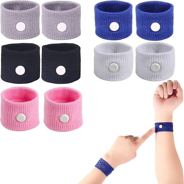 5 par researmband mot åksjuka, illamåendearmband för bilresor, lindrande armband för graviditetsillamående, flygresor, resor